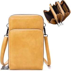 myfriday Small Crossbody Cell Phone Bag for Women, Mini Over Shoulder Handbag Purse with Credit Card Slots