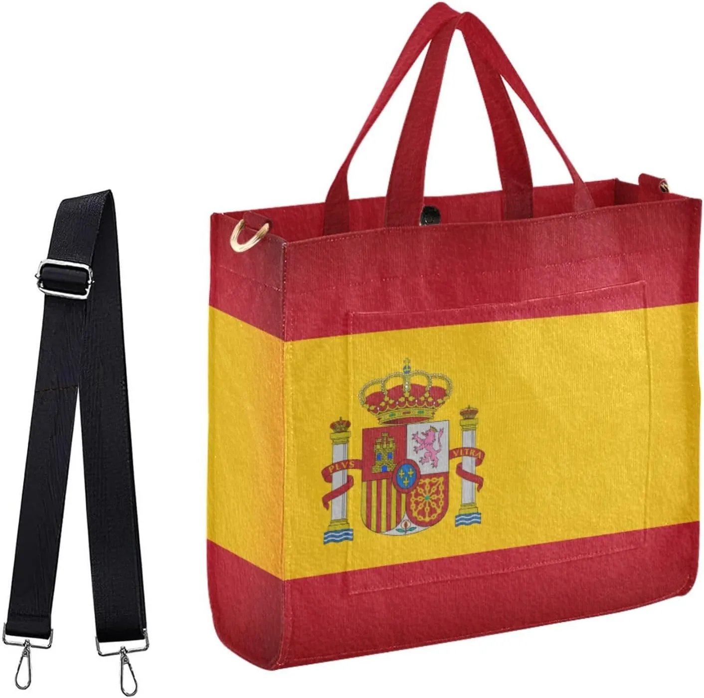 Naanle Retro Spanish Flag Corduroy Tote Bag&Satchel Handbag for Work Beach Gym Shopping Grocery