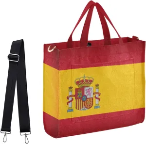 Naanle Retro Spanish Flag Corduroy Tote Bag&Satchel Handbag for Work Beach Gym Shopping Grocery