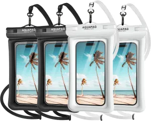 NEPHI IP68 Waterproof Phone Pouch 2 Pack-Up to 8.0"，Adjustable Neck Lanyard Floating Waterproof Phone Case for iPhone,Phone Dry Bags for Vacation Beach Pool Travel Essentials (Black White 4 Pack)