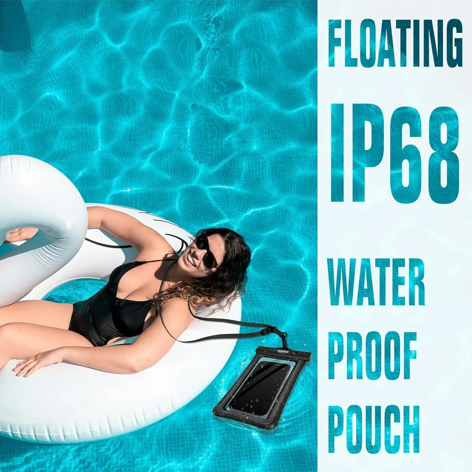 NEPHI IP68 Waterproof Phone Pouch 2 Pack-Up to 8.0"，Adjustable Neck Lanyard Floating Waterproof Phone Case for iPhone,Phone Dry Bags for Vacation Beach Pool Travel Essentials (Black White 4 Pack)