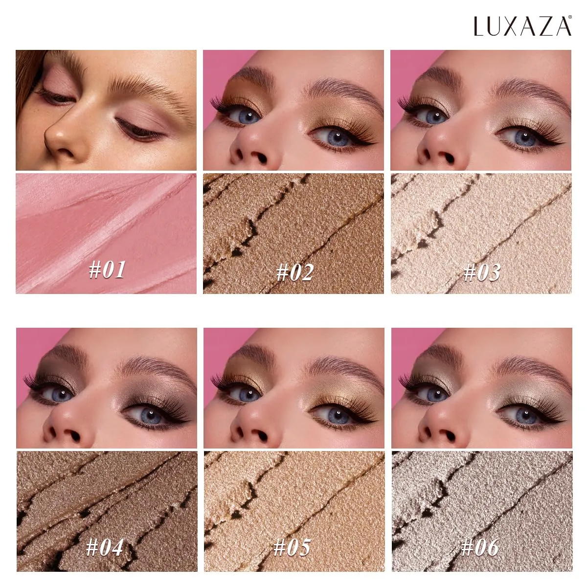Neutral Eyeshadow Stick Makeup Set, Metallic Shimmer Matte Cream Eye Shadow Eyeliner Brightener Pencil Crayon - Classic 6PCS A016