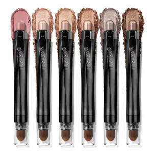 Neutral Eyeshadow Stick Makeup Set, Metallic Shimmer Matte Cream Eye Shadow Eyeliner Brightener Pencil Crayon - Classic 6PCS A016