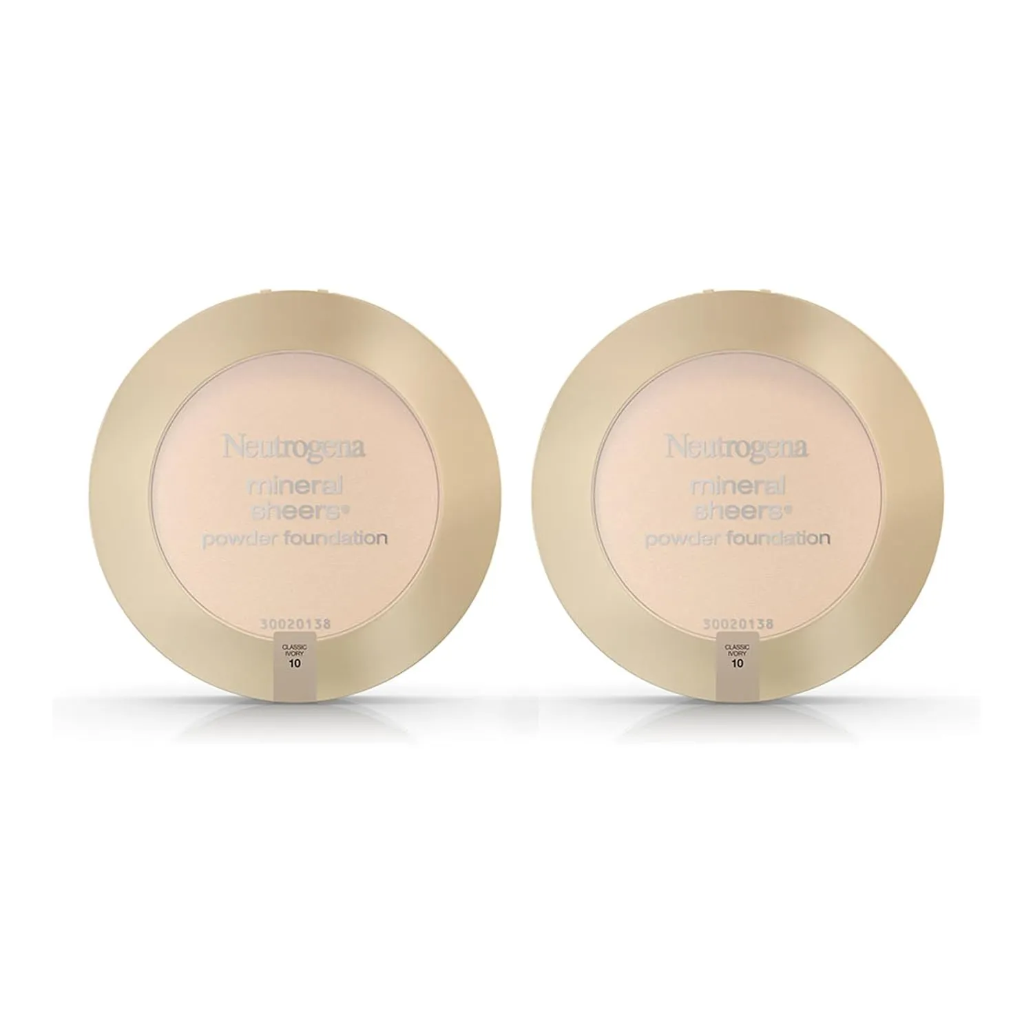 Neutrogena Mineral Sheers Compact Powder Foundation, Lightweight & Oil-Free Mineral Foundation, Fragrance-Free, Classic Ivory 10,.34 oz (Pack of 2)