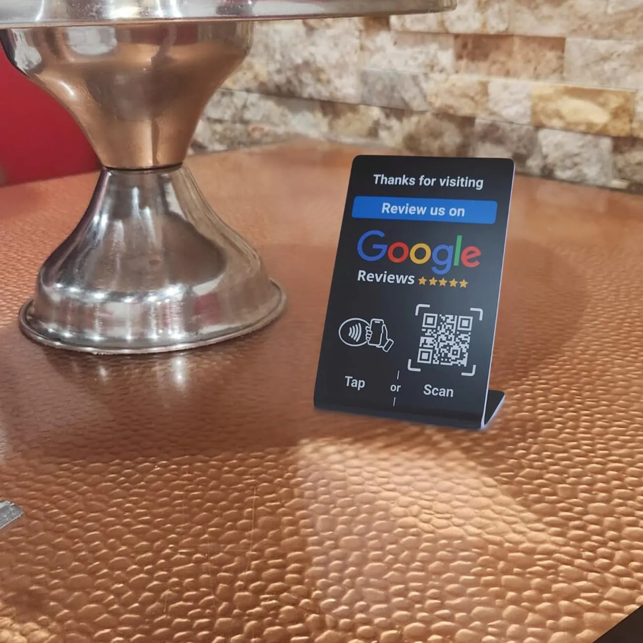 NFC Tap Google Review Stand - Boost Customer Feedback with Tap & Scan QR - No App, No Subscription - Works on iPhone & Android (Black, 1 Pack - 4.13"x2.75")