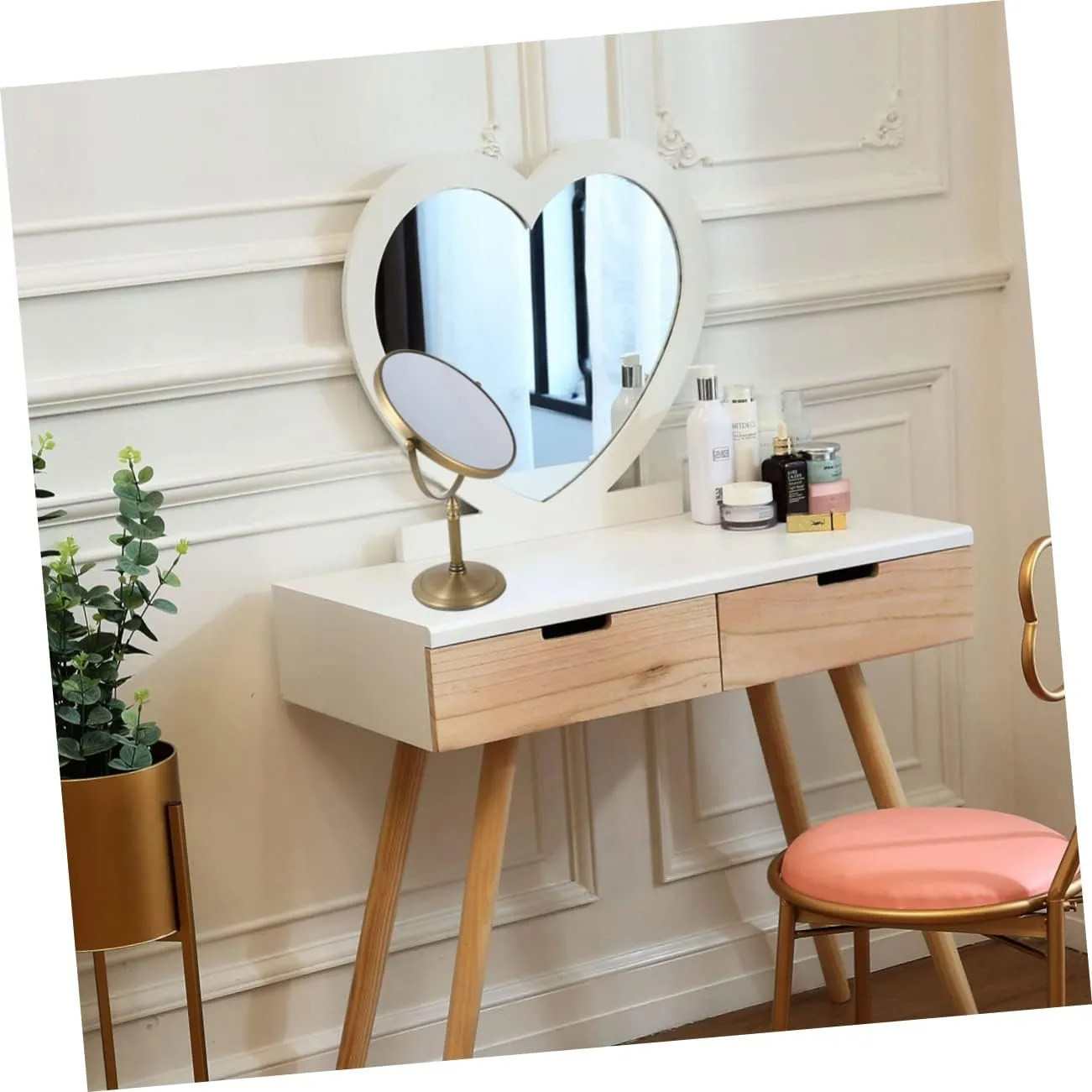 NOLITOY Metal Frame Glass Makeup Mirror 3X Magnification Large Double Side Mirror for Cosmetics