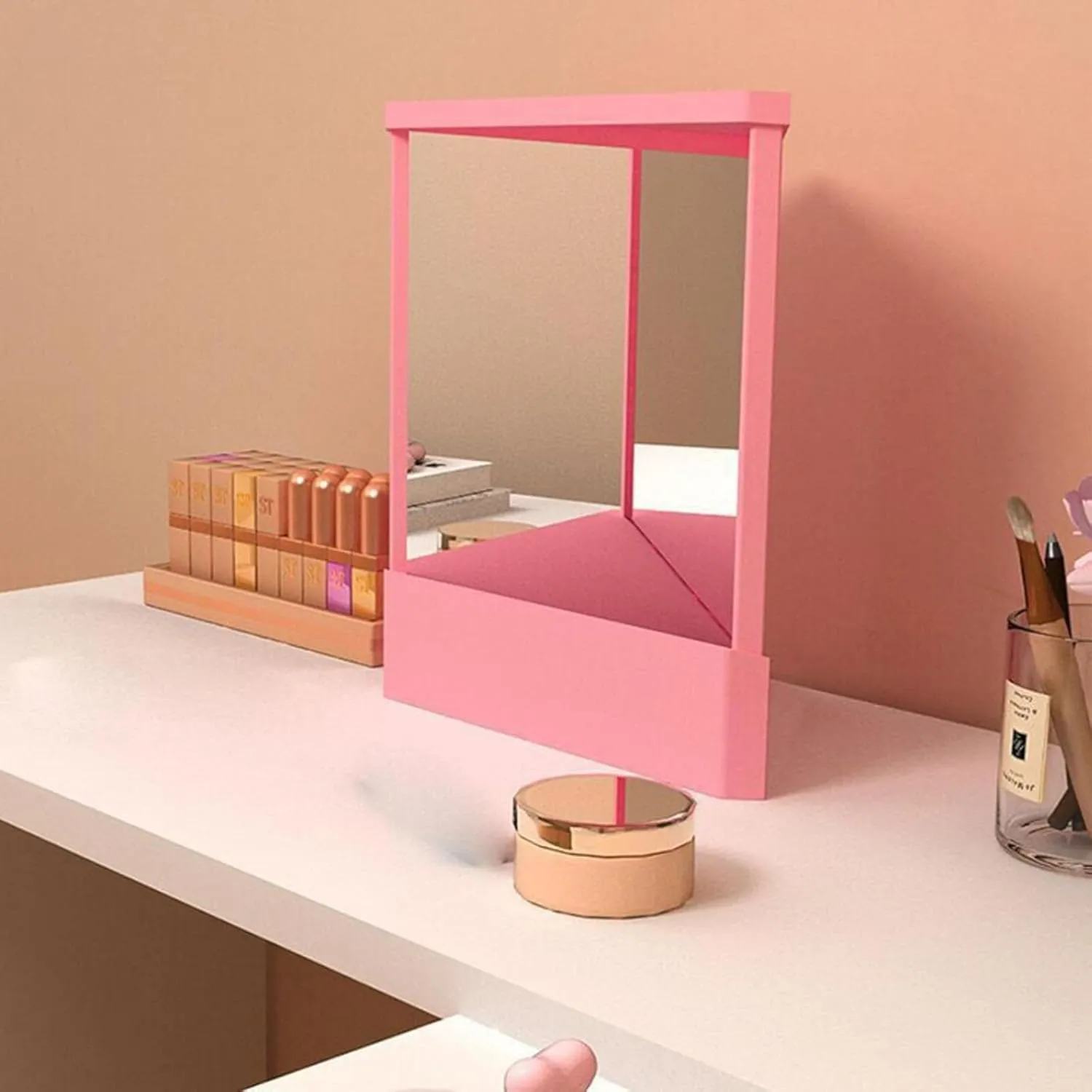 Non-Reversing Mirror, True Image Reflection, True Reflection Standing Cosmetic Mirror, Desktop Mirror Tabletop Mirror for Makeup Vanity (White,Small)