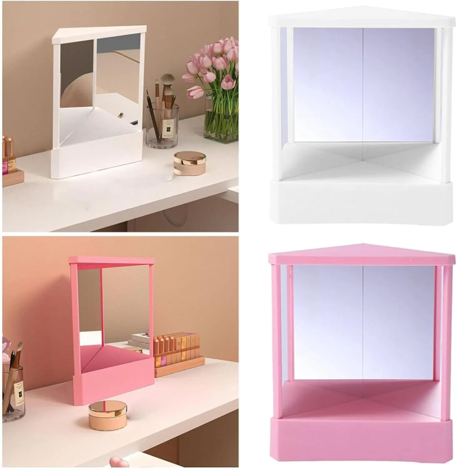 Non-Reversing Mirror, True Image Reflection, True Reflection Standing Cosmetic Mirror, Desktop Mirror Tabletop Mirror for Makeup Vanity (White,Small)