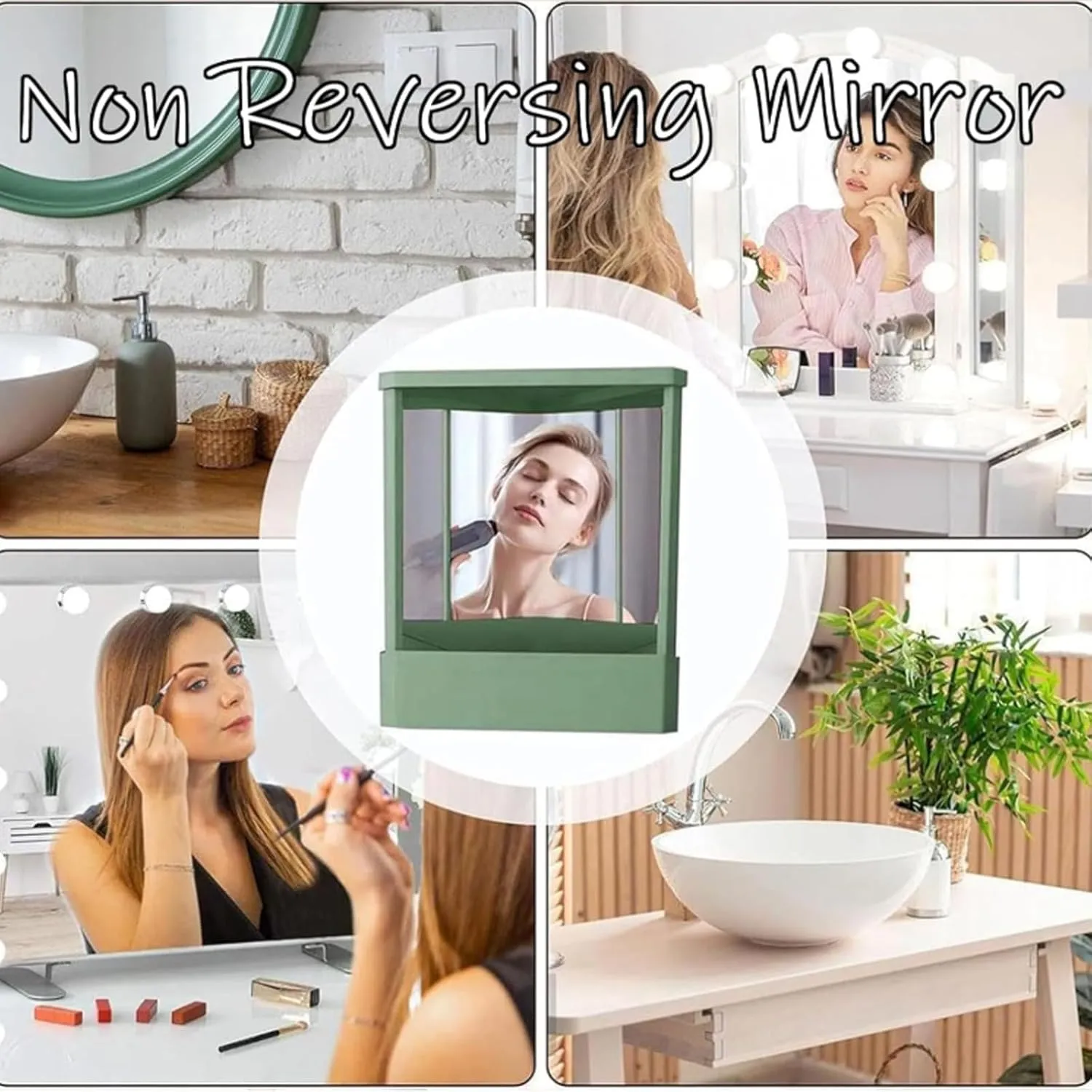 Non-Reversing Mirror, True Image Reflection, True Reflection Standing Cosmetic Mirror, Desktop Mirror Tabletop Mirror for Makeup Vanity (White,Small)
