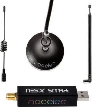 Nooelec RTL-SDR v5 Bundle - NESDR Smart HF/VHF/UHF (100kHz-1.75GHz) Software Defined Radio. Premium RTLSDR w/ 0.5PPM TCXO, SMA Input, Aluminum Enclosure & 3 Antennas. RTL2832U & R820T2-Based Radio