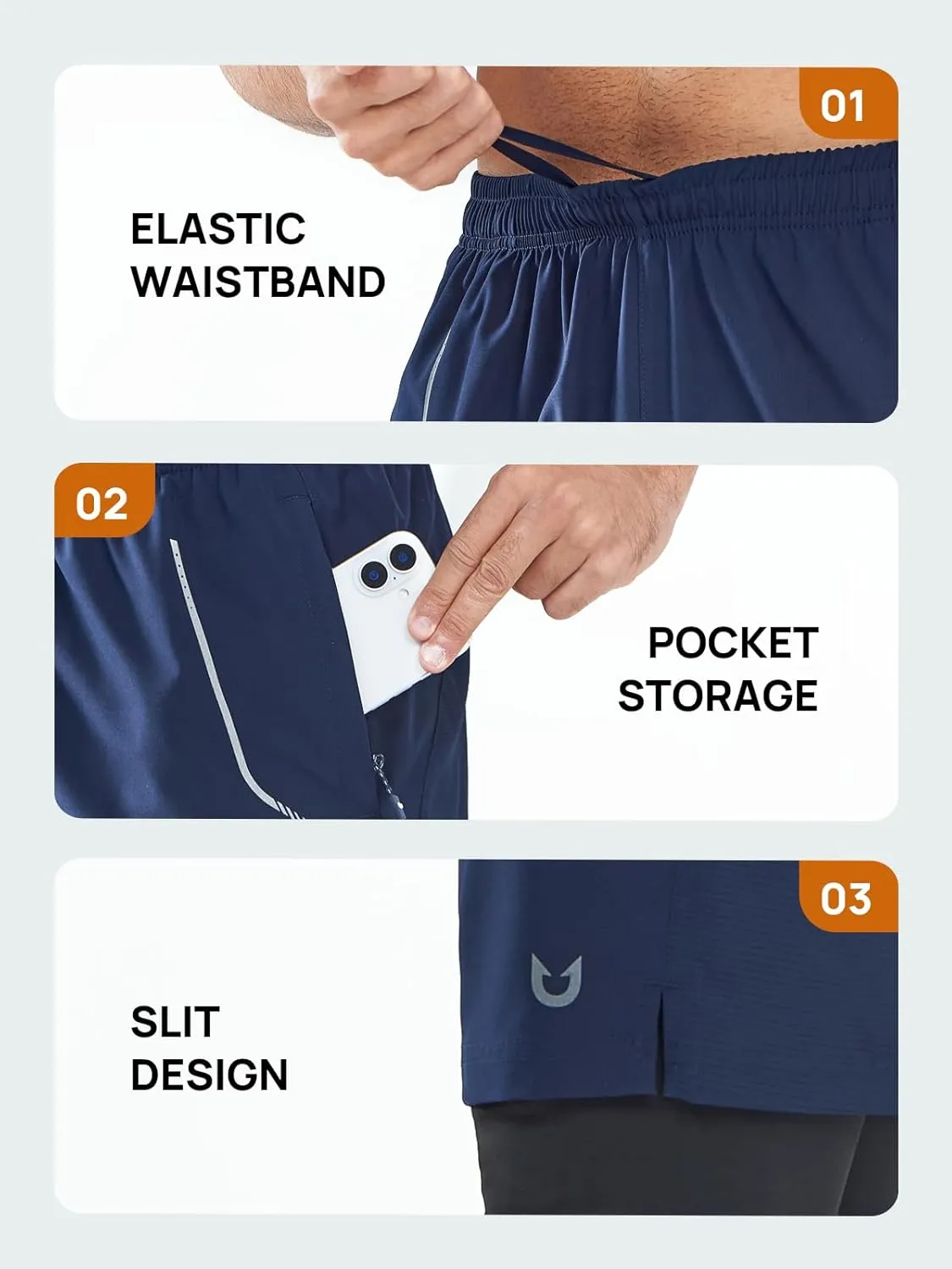 NORTHYARD Men's 2 in 1 Workout Shorts 5" Running Athletic Quick Dry Shorts Gym Sports Basketball Tennis with Phone Pockets