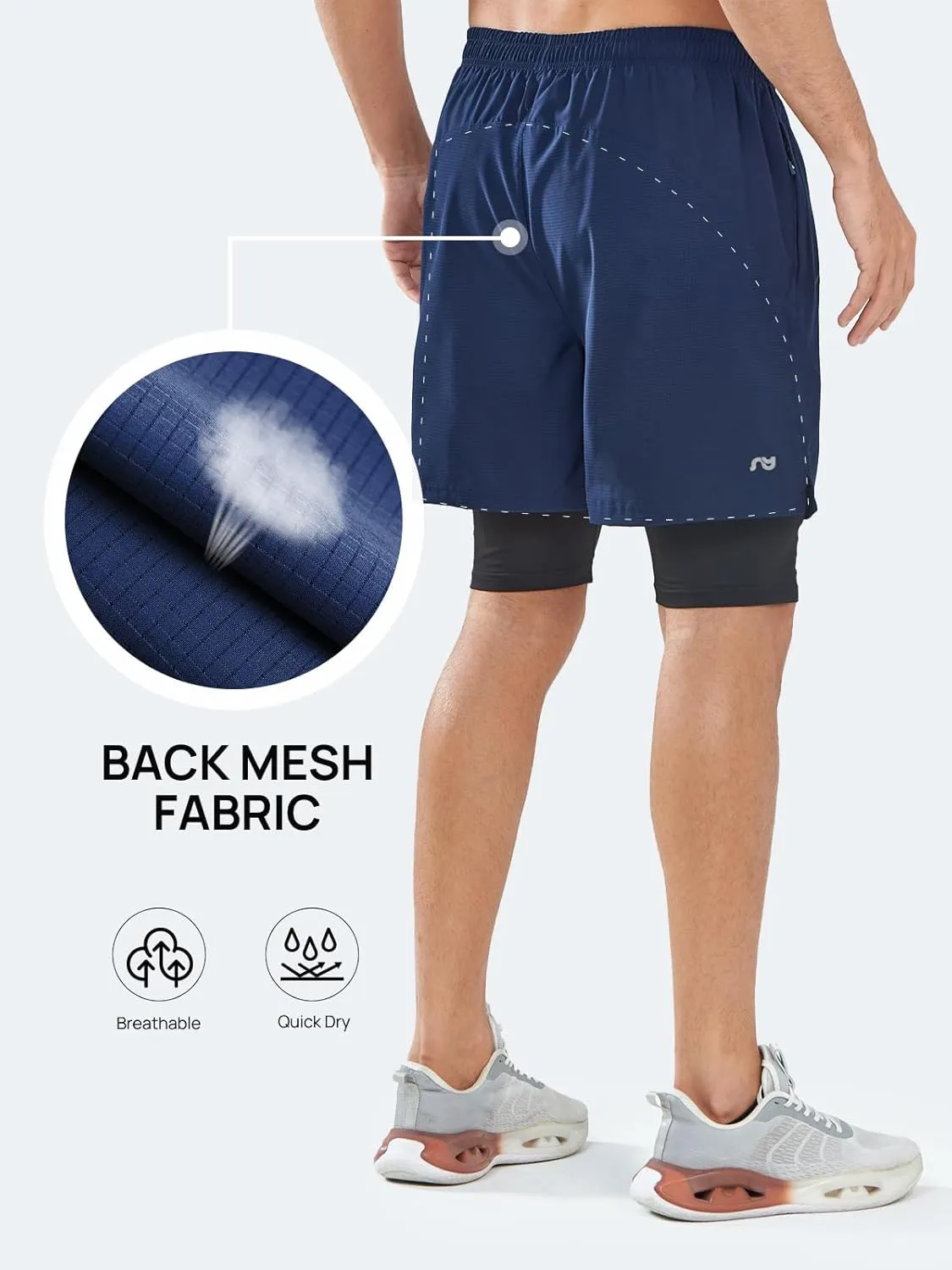 NORTHYARD Men's 2 in 1 Workout Shorts 5" Running Athletic Quick Dry Shorts Gym Sports Basketball Tennis with Phone Pockets