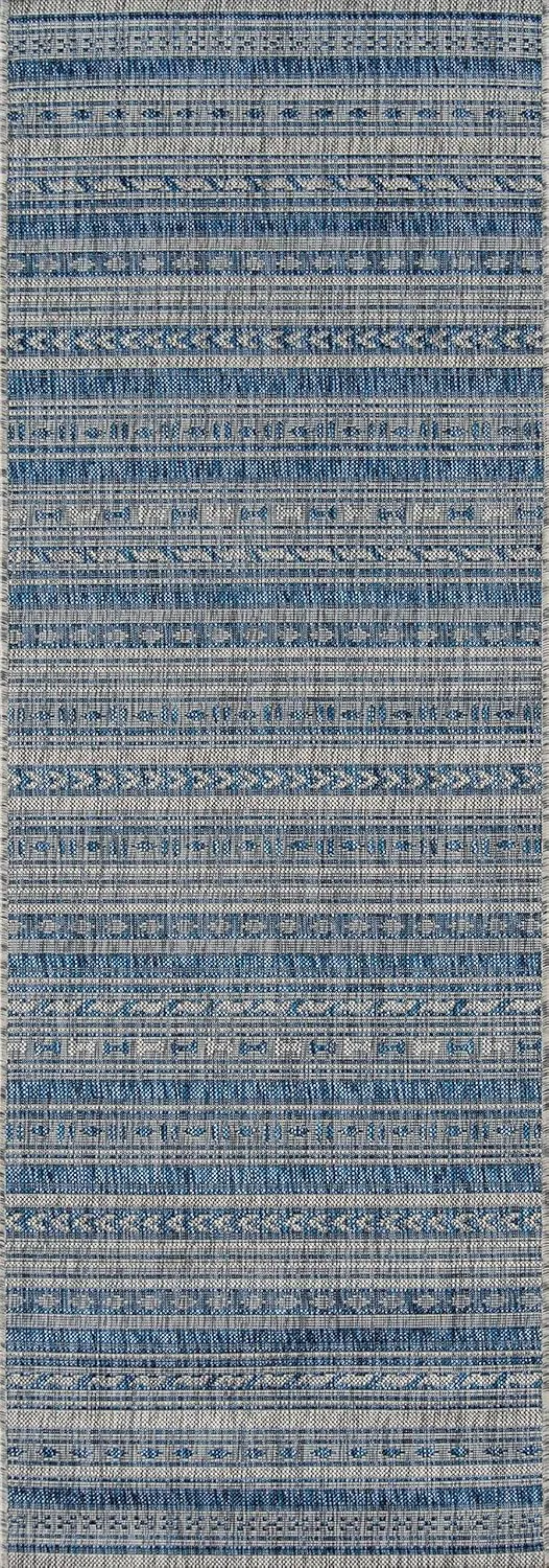 Novogratz by Momeni Villa Collection Tuscany Indoor Outdoor Blue Area Rug, 2'7" x 7'6" Runner Sized Mat for Pool, Patio, Porch, Balcony, Hallways, Kitchen, Bedroom, and Livingroom