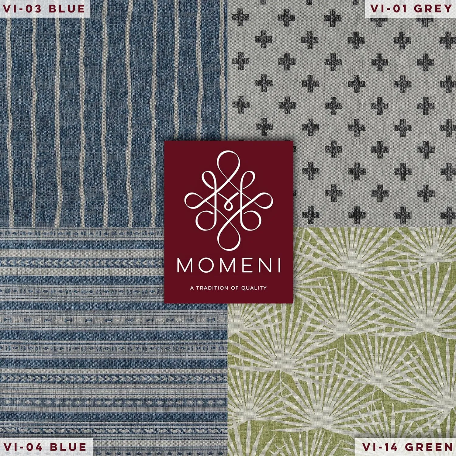 Novogratz by Momeni Villa Collection Tuscany Indoor Outdoor Blue Area Rug, 2'7" x 7'6" Runner Sized Mat for Pool, Patio, Porch, Balcony, Hallways, Kitchen, Bedroom, and Livingroom