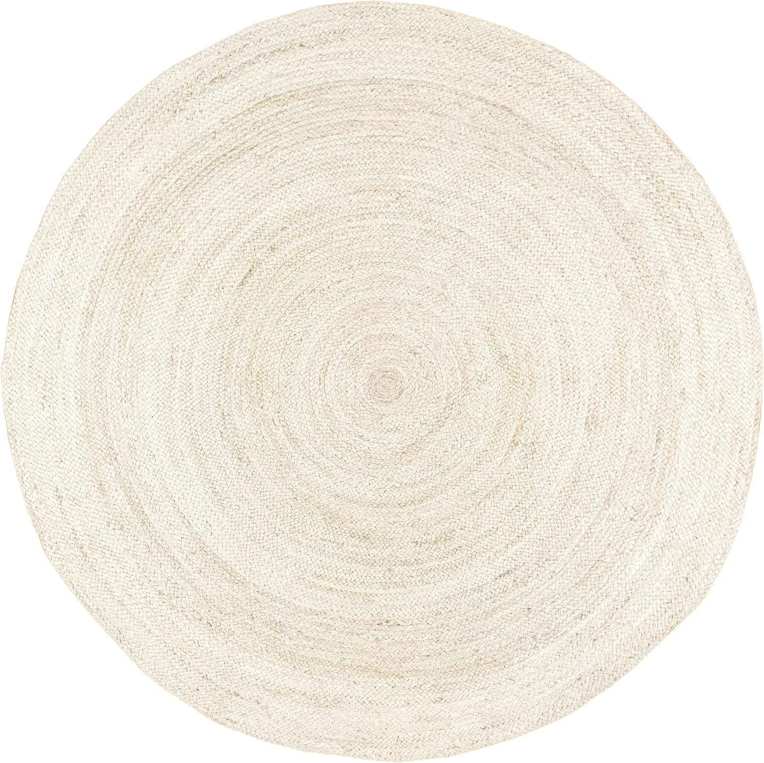 nuLOOM 6 Round Rigo Jute Hand Woven Area Rug, Off White, Solid Farmhouse Design, Natural Fiber, For Bedroom, Living Room, Dining Room, Hallway, Office, Kitchen, Entryway