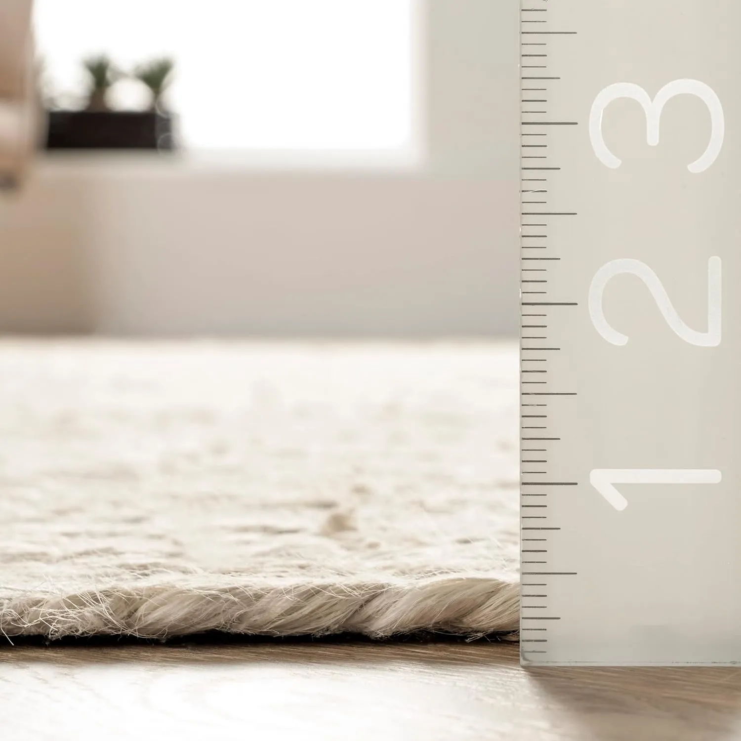 nuLOOM 6 Round Rigo Jute Hand Woven Area Rug, Off White, Solid Farmhouse Design, Natural Fiber, For Bedroom, Living Room, Dining Room, Hallway, Office, Kitchen, Entryway