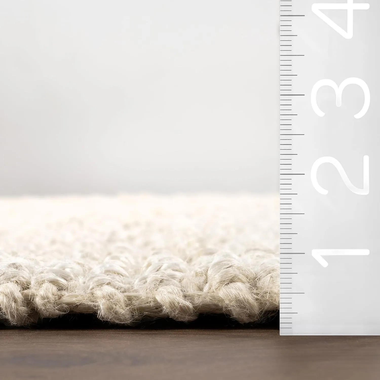 nuLOOM 6x9 Daniela Jute Tassel Hand Woven Area Rug, Off White, Solid Chunky Farmhouse Design, Natural Fiber, For Bedroom, Dining Room, Living Room, Hallway, Office, Entryway