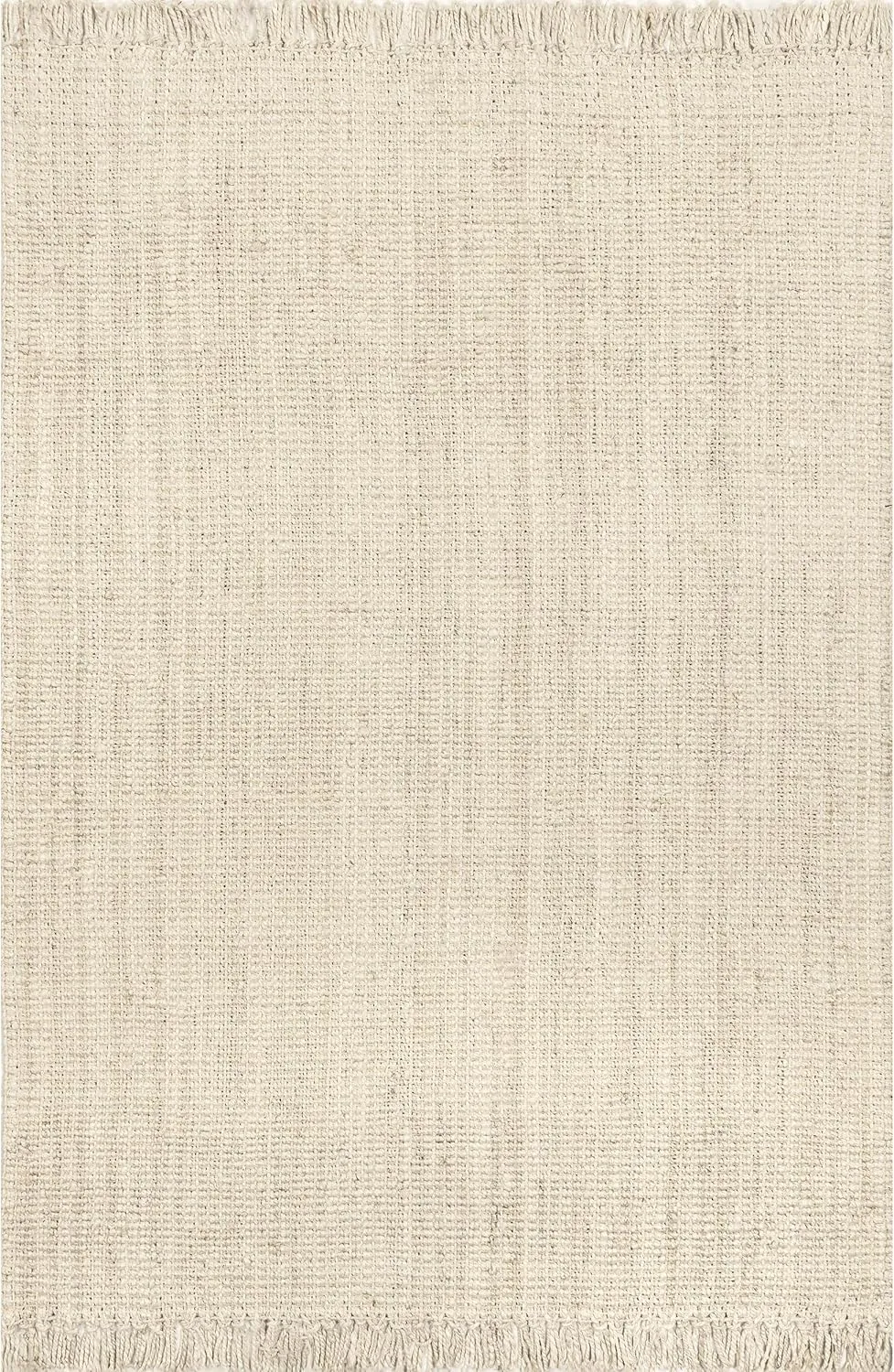 nuLOOM 6x9 Daniela Jute Tassel Hand Woven Area Rug, Off White, Solid Chunky Farmhouse Design, Natural Fiber, For Bedroom, Dining Room, Living Room, Hallway, Office, Entryway