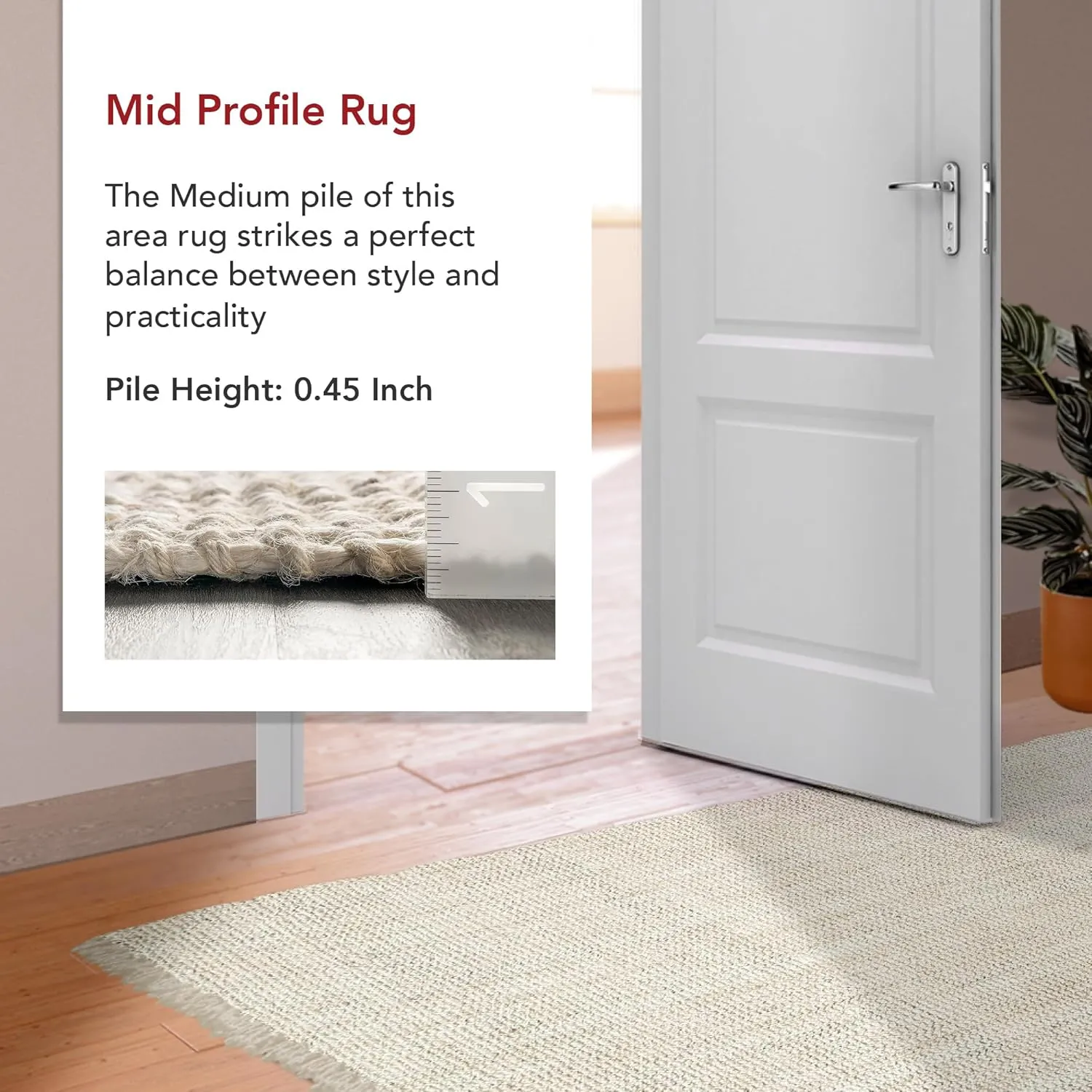 nuLOOM 6x9 Daniela Jute Tassel Hand Woven Area Rug, Off White, Solid Chunky Farmhouse Design, Natural Fiber, For Bedroom, Dining Room, Living Room, Hallway, Office, Entryway