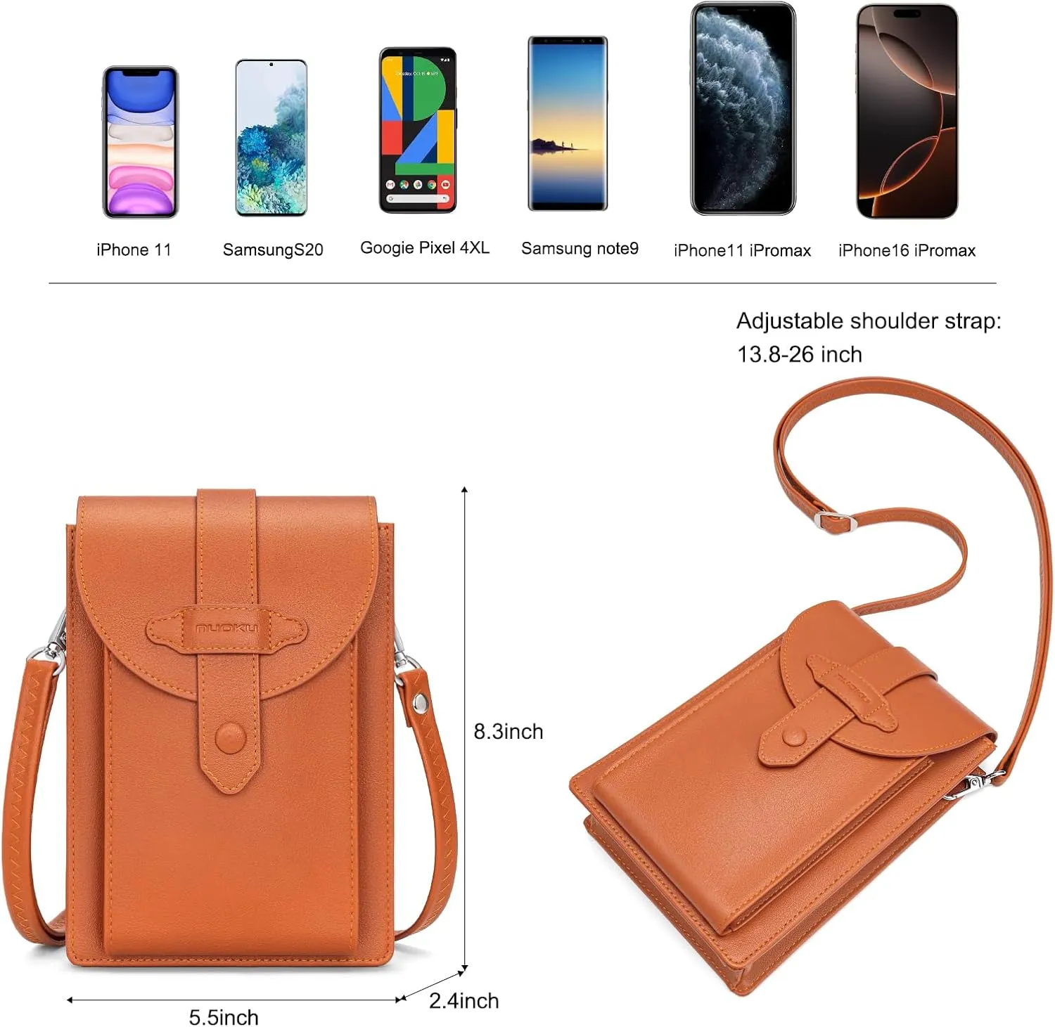 nuoku Small Crossbody Bags for Women with Elastic band Mini Cellphone Purse Designer Phone Bag with Sponge