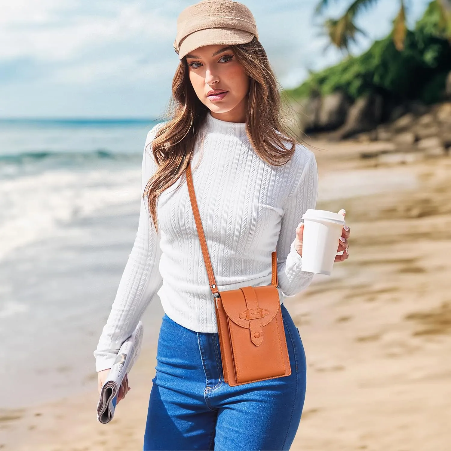 nuoku Small Crossbody Bags for Women with Elastic band Mini Cellphone Purse Designer Phone Bag with Sponge