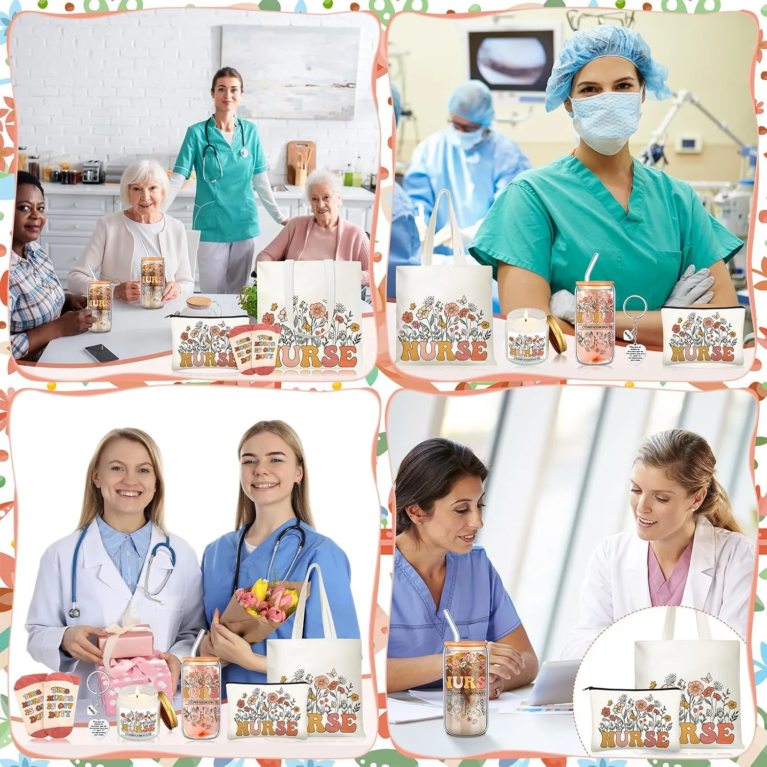 Nurses Week Gifts Ideas for Nurses Day, Good Nursing Graduation Gifts for Women Female, 17 oz Appreciation Glass Cup Canvas Tote Bag for Rn Practitioner Assistant