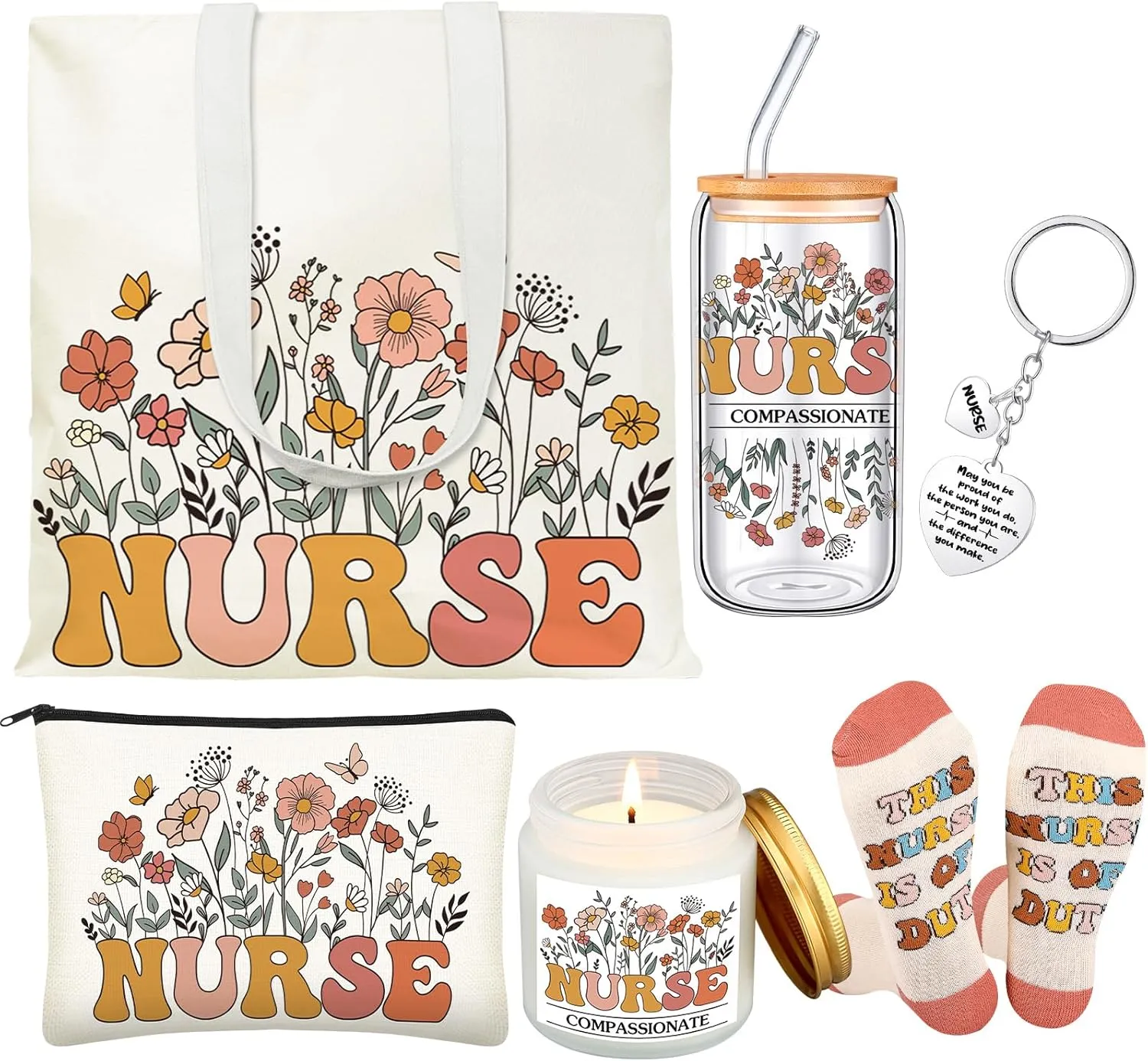 Nurses Week Gifts Ideas for Nurses Day, Good Nursing Graduation Gifts for Women Female, 17 oz Appreciation Glass Cup Canvas Tote Bag for Rn Practitioner Assistant