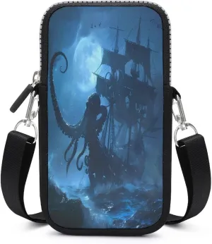 Octopus Ship Small Crossbody Bags Cell Phone Purses Travel Pouch Shoulder Bag for Women Men