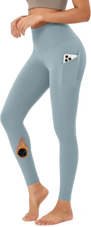 ODODOS ODTHERMAL Women's Fleece Lined Yoga Pants with Pockets - 25" / 28" High Waisted Warm Workout Leggings