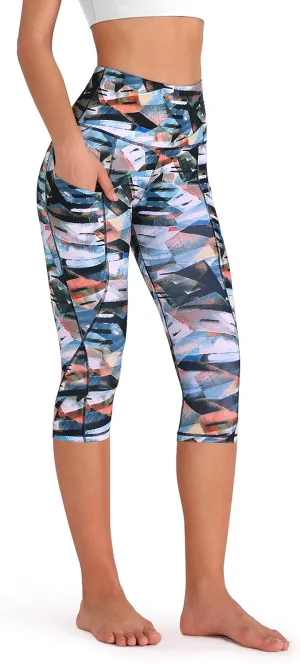 ODODOS Women's High Waisted Yoga Capris with Pockets, Tummy Control Non See Through Workout Athletic Running Capri Leggings
