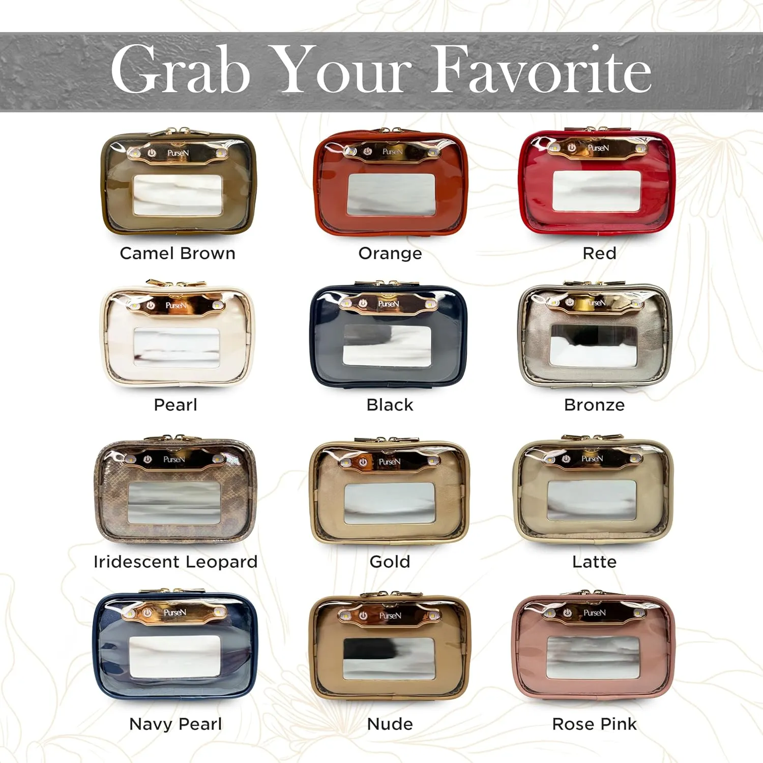 OFT 2024 LITTMINI Lighted Mirror Case - Small Makeup Bag with Detachable Mirror & Multiple Pouches for Organization - Vegan Leather, Mini Makeup Bag Ideal for Travel & Everyday Essentials (Nude)