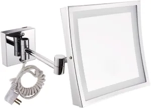 OGRAFF Makeup Mirror Bathroom Stainless Steel Foldable Telescopic 360 Degree Rotation 3X Magnifying Chrome Square HD Mirror (Color : White Light, Size : 20x20cm)