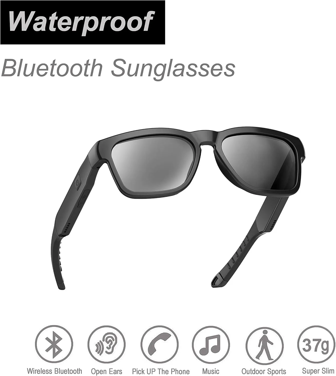 OhO Smart Glasses,Polarized Sunglasses with Bluetooth Speaker,Athletic/Outdoor UV Protection and Voice Control,Unisex(Grey Lens)