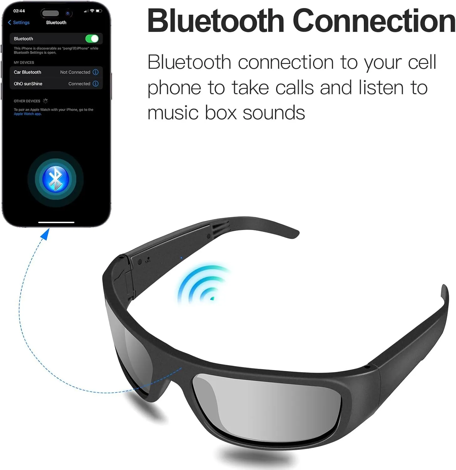 OhO Smart Glasses,Polarized Sunglasses with Bluetooth Speaker,Athletic/Outdoor UV Protection and Voice Control,Unisex(Grey Lens)