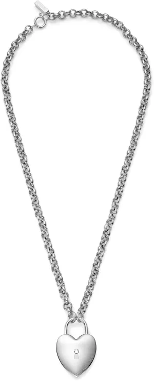 Olivia Burton Jewelry - Women's Classic Locked Heart Pendant Necklace - Stainless Steel, Hypoallergenic - Chunky Chain - Gift for Her