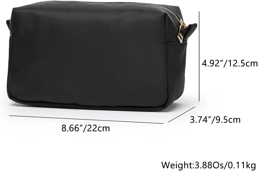 Organizer Bag Lightweight Cosmetic Bag with Ring Clasp Perfect Travel Makeup Bag for Women nylon Stand Up Design (Black/Nylon)
