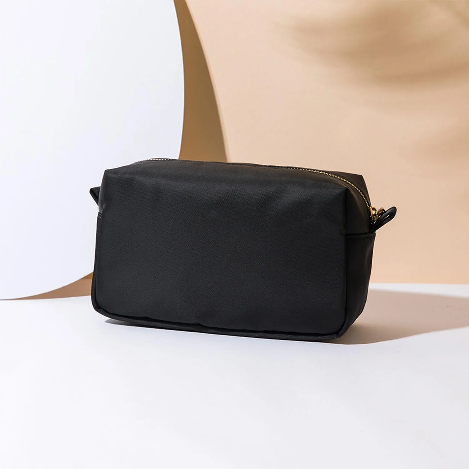 Organizer Bag Lightweight Cosmetic Bag with Ring Clasp Perfect Travel Makeup Bag for Women nylon Stand Up Design (Black/Nylon)