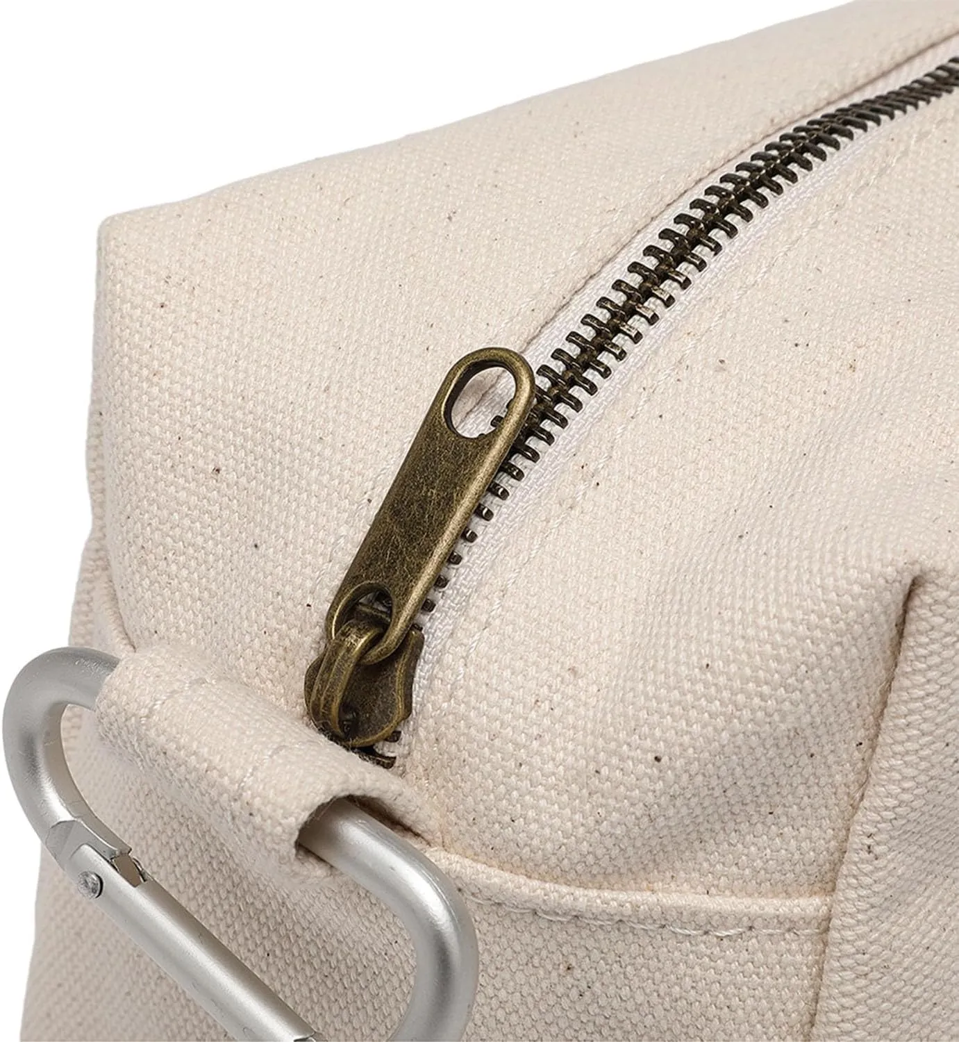 Organizer Bag -Lightweight Cosmetic Bag with Ring Clasp, Perfect Travel Makeup Bag for Women,nylon Stand Up Design (Beige/Canvas)