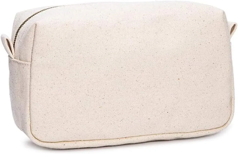 Organizer Bag -Lightweight Cosmetic Bag with Ring Clasp, Perfect Travel Makeup Bag for Women,nylon Stand Up Design (Beige/Canvas)