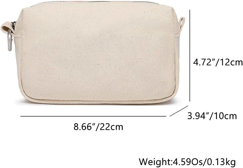 Organizer Bag -Lightweight Cosmetic Bag with Ring Clasp, Perfect Travel Makeup Bag for Women,nylon Stand Up Design (Beige/Canvas)
