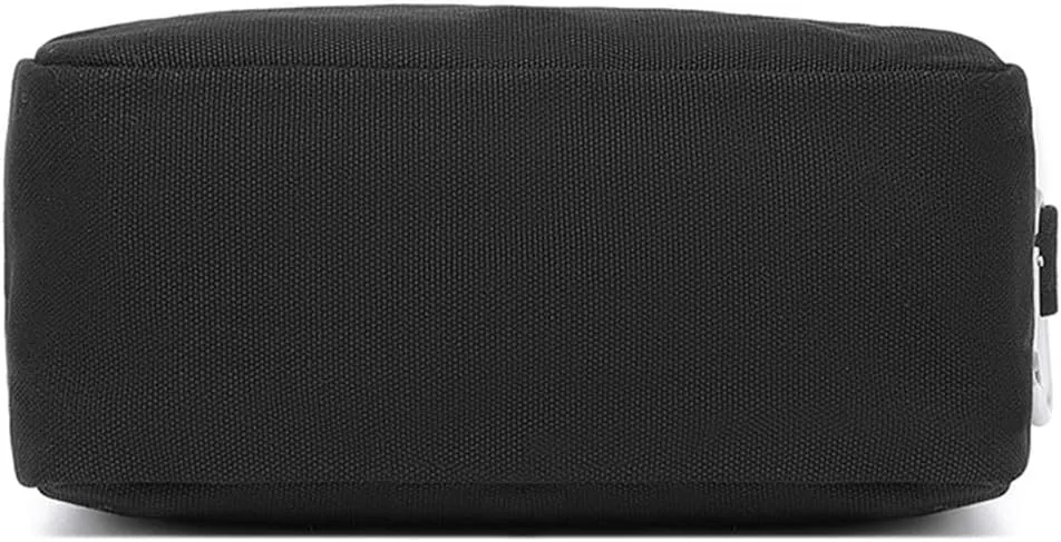 Organizer Bag -Lightweight Cosmetic Bag with Ring Clasp, Perfect Travel Makeup Bag for Women,nylon Stand Up Design (Black/Canvas)