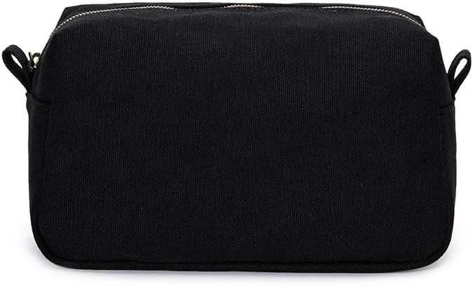Organizer Bag -Lightweight Cosmetic Bag with Ring Clasp, Perfect Travel Makeup Bag for Women,nylon Stand Up Design (Black/Canvas)