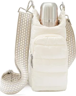 Original Crossbody Water Bottle Holder Bag with Strap.Stylish Puffer Bag.Pockets for Phone & Accessories.BEST GIFT