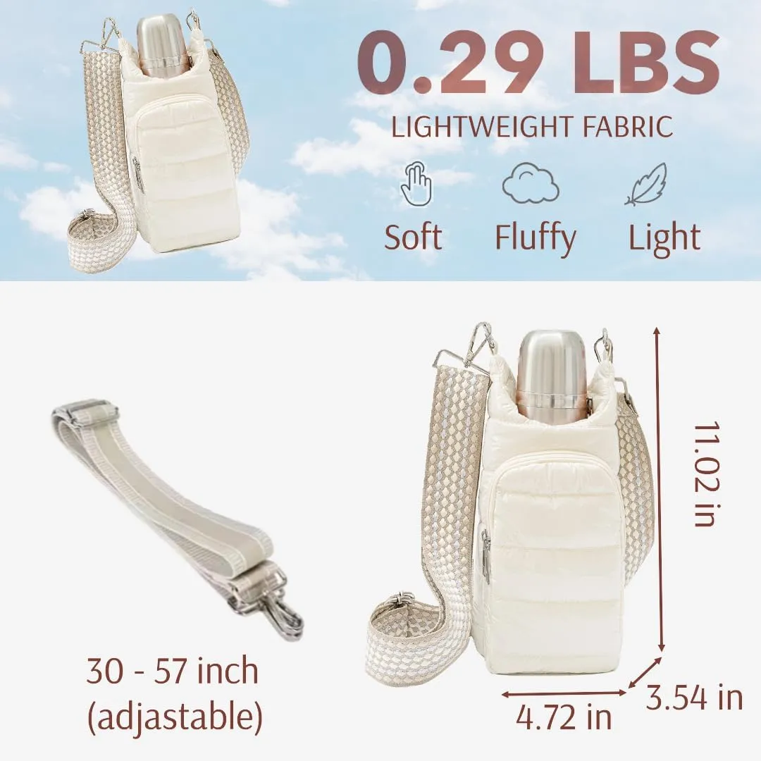 Original Crossbody Water Bottle Holder Bag with Strap.Stylish Puffer Bag.Pockets for Phone & Accessories.BEST GIFT