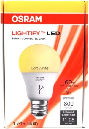 Osram Lightify 9-Watt (60W Equivalent) 2,700K A19 Dimmable Soft White LED Bulb with Built-In WiFi