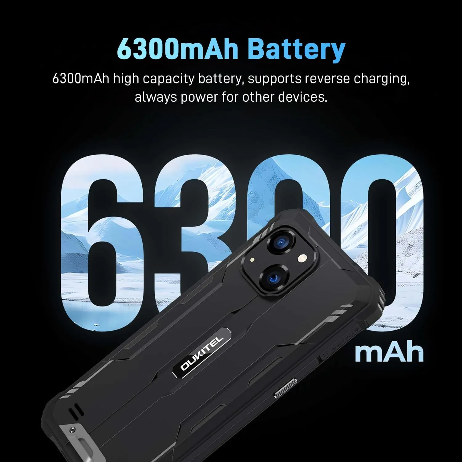 OUKITEL G2 Rugged Phone Unlocked, 6" Screen Cell Phone, 6300mAh Battery, 16GB 64GB/TF 1TB Smartphone, 13MP Camera, 4G Dual SIM Android 14 Phones, IP68/IP69K Waterproof Phone, GPS/T-Mobile, Black