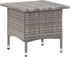Outdoor Table Grey PE Rattan, Compact Dining Tables for Camping, Console, Durable Side Table, Kitchen Furniture, Powder-Coated Steel