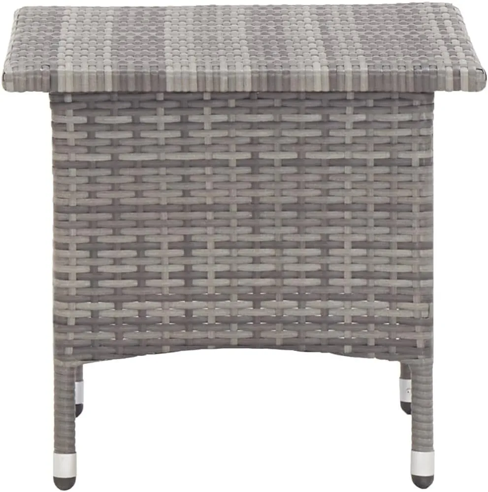 Outdoor Table Grey PE Rattan, Compact Dining Tables for Camping, Console, Durable Side Table, Kitchen Furniture, Powder-Coated Steel
