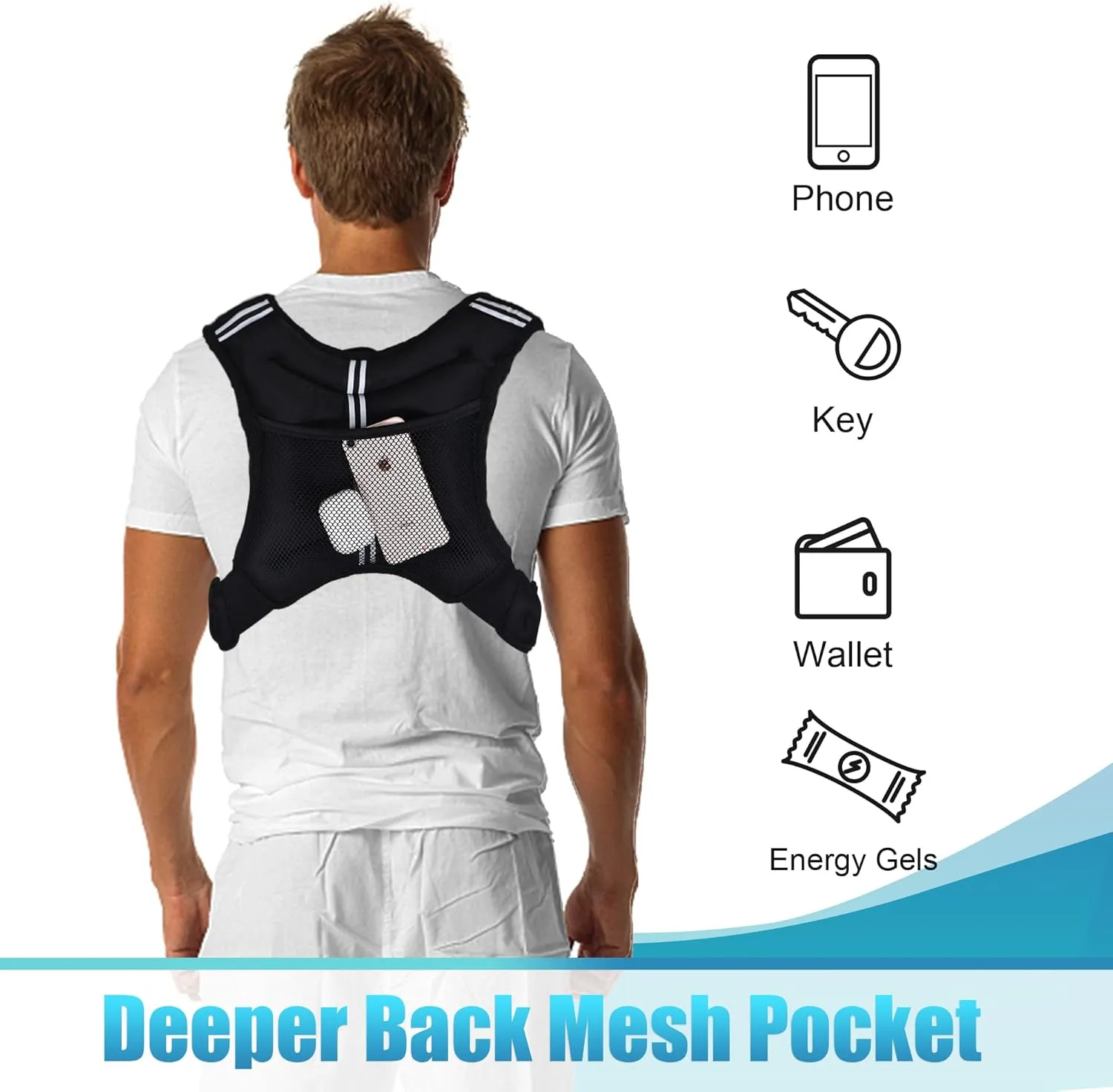 PACEARTH Weighted Vest,4lb/6lb/10lb/12lb/16lb/20lb/25lb/30lb Weight Vest with Reflective Stripe, Body Weight Vests Adjustable for Men, Women Workout, Strength Training, Running, Walking, Jogging