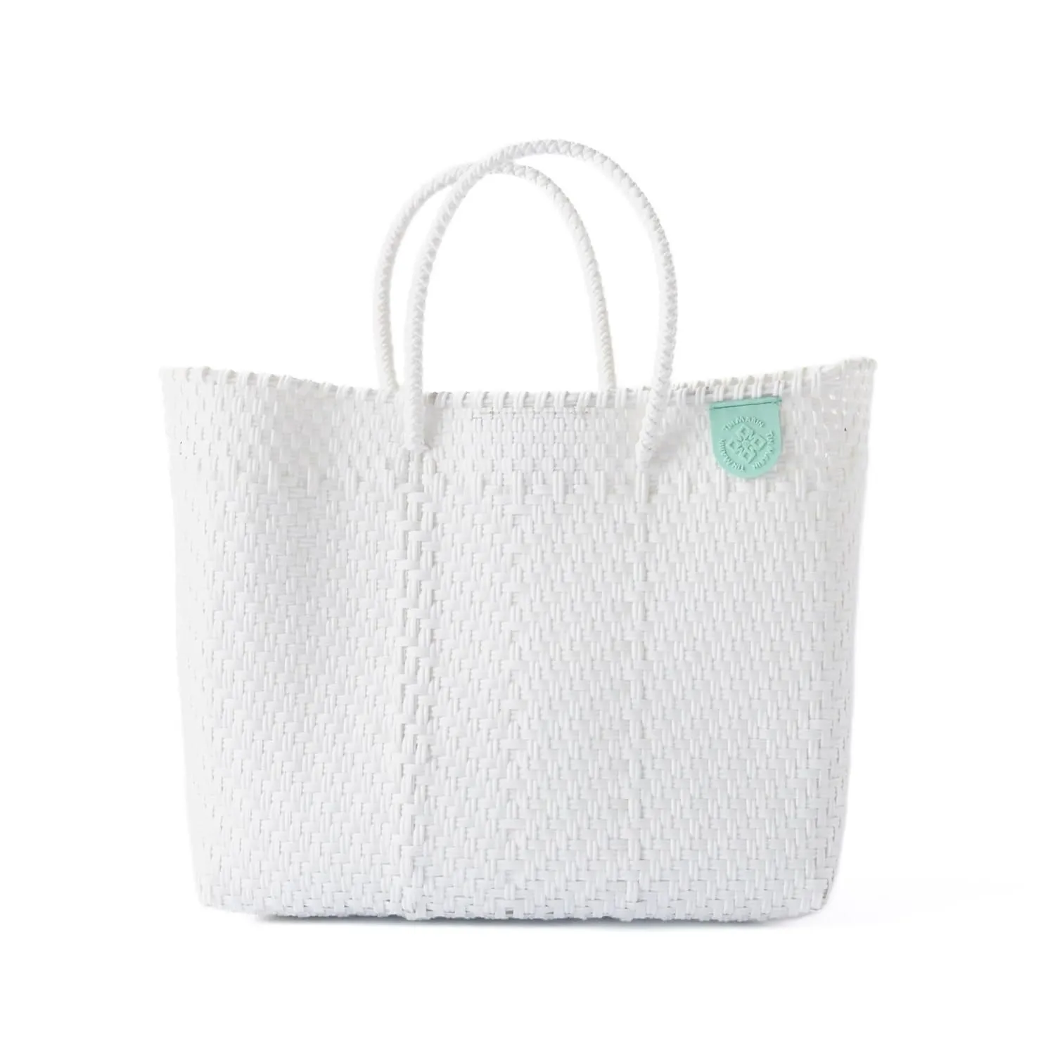 Paloma Medium Woven Crossbody Bag - With Detachable Mesh Pouch, White Beach Bag, Recycled Plastic Purse, Oaxaca Mexican Woven Bag, Artisan Made Resort Bag